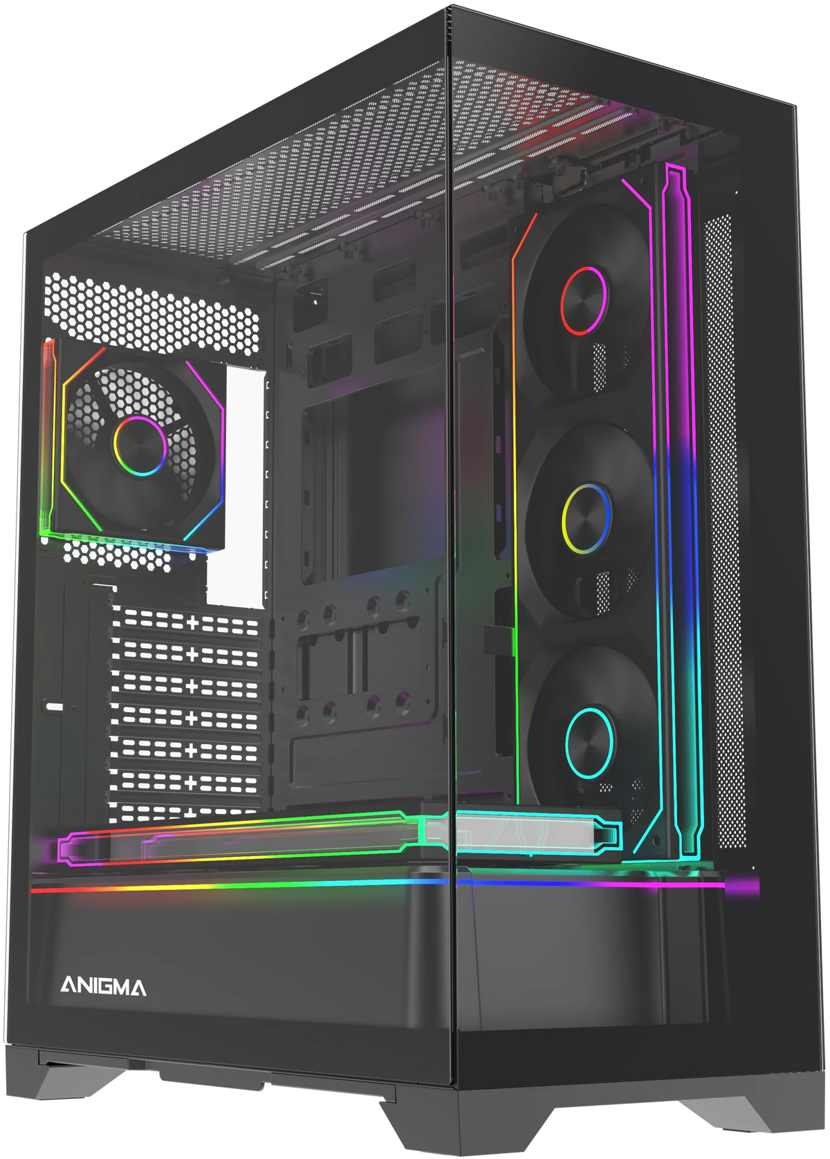 Anigma AN02 ATX Tempered Glass Case, Hidden Connector Edition, Black