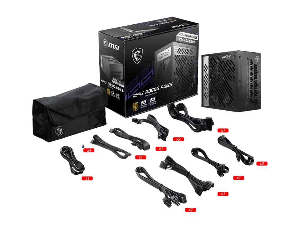 Msi MPG A850G 850Watts 80 Plus Gold PCIE 5.0 Full Modular ATX Power Supply - Anigma