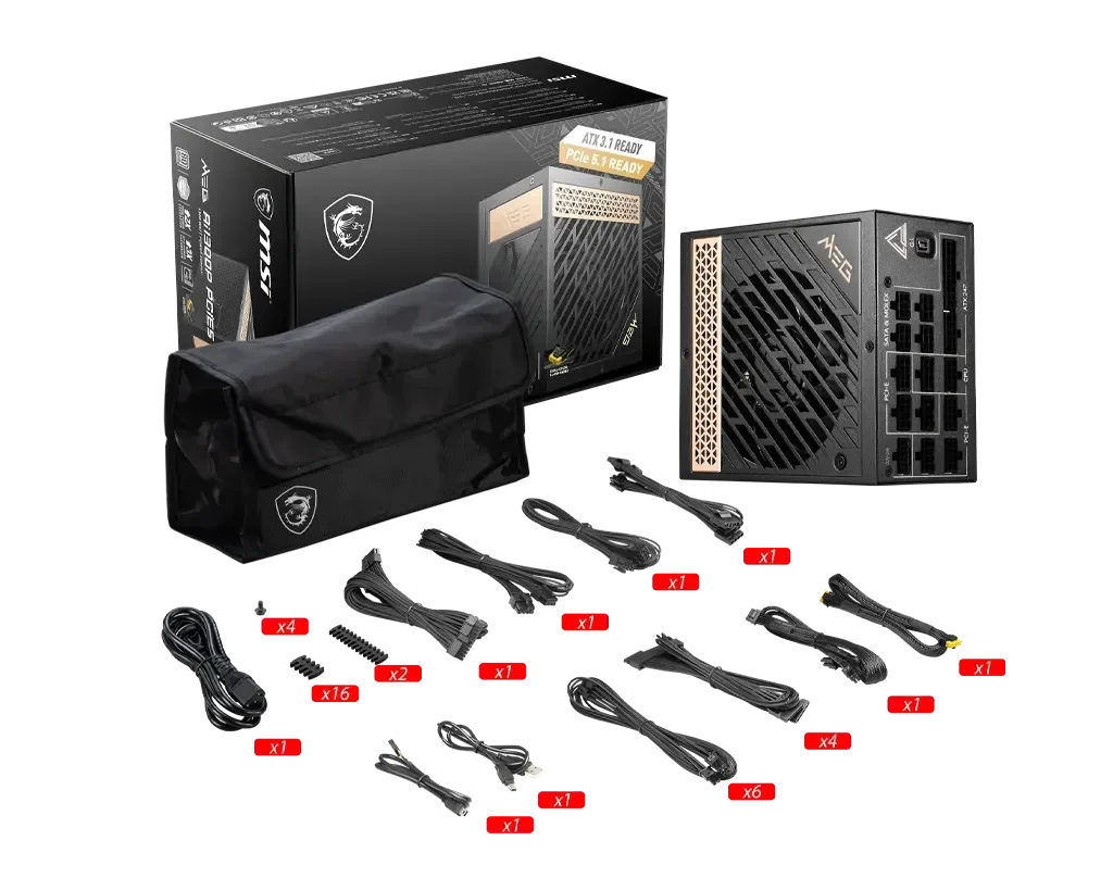 Msi MEG Ai1300P 1300Watts 80 Plus Platinum PCIE 5.0 Full Modular ATX Power Supply - Anigma