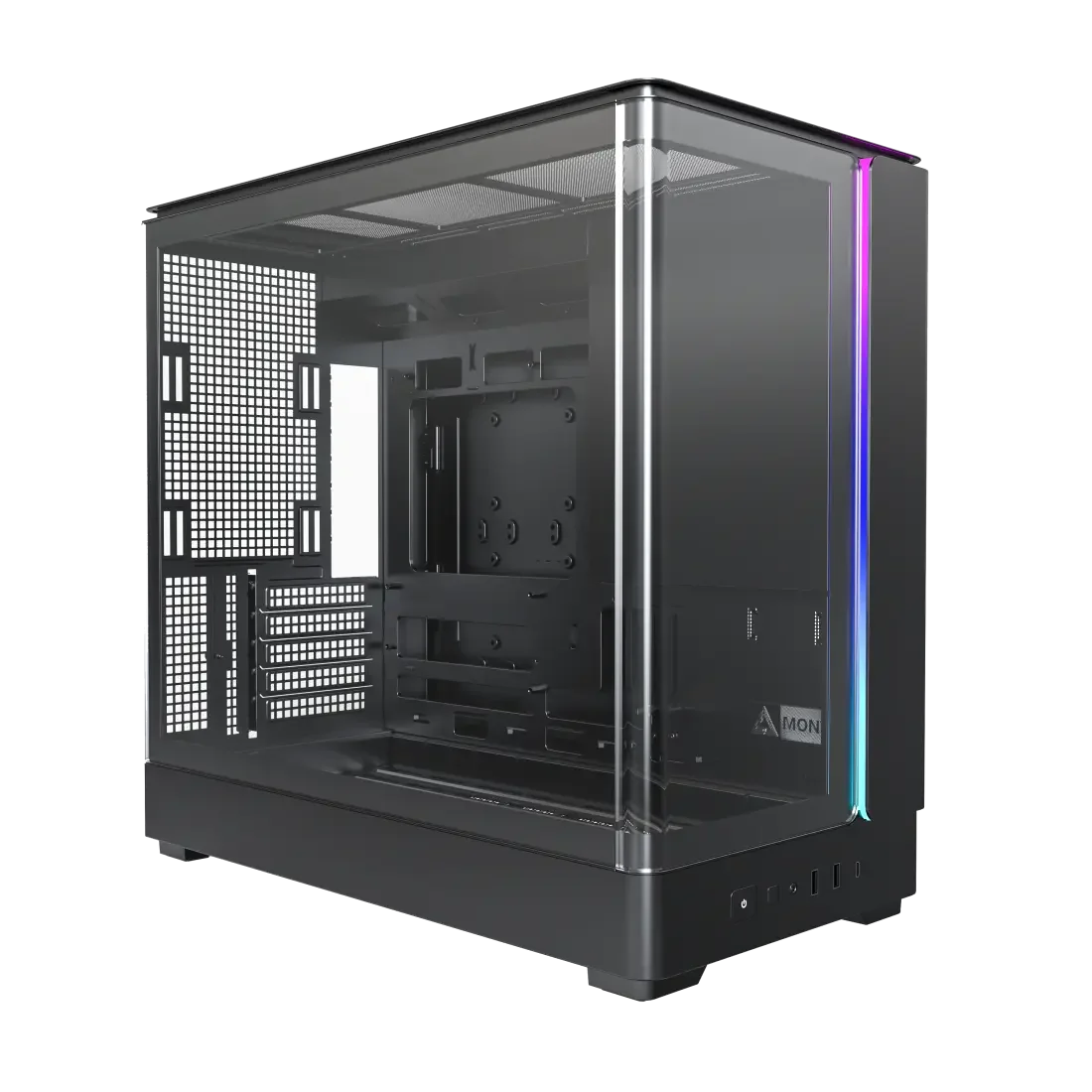 Montech KING 15 PRO Black – Micro-ATX Dual-Chamber PC Case, 15° Curved Tempered Glass, 4x ARGB PWM Fans Pre-installed