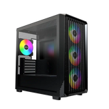MONTECH X5M - Micro ATX Gaming PC Case, High Airflow, 4x120mm ARGB Fans Pre-Installed, Glass Side Panel, Carbon Fiber Print Accents, Black