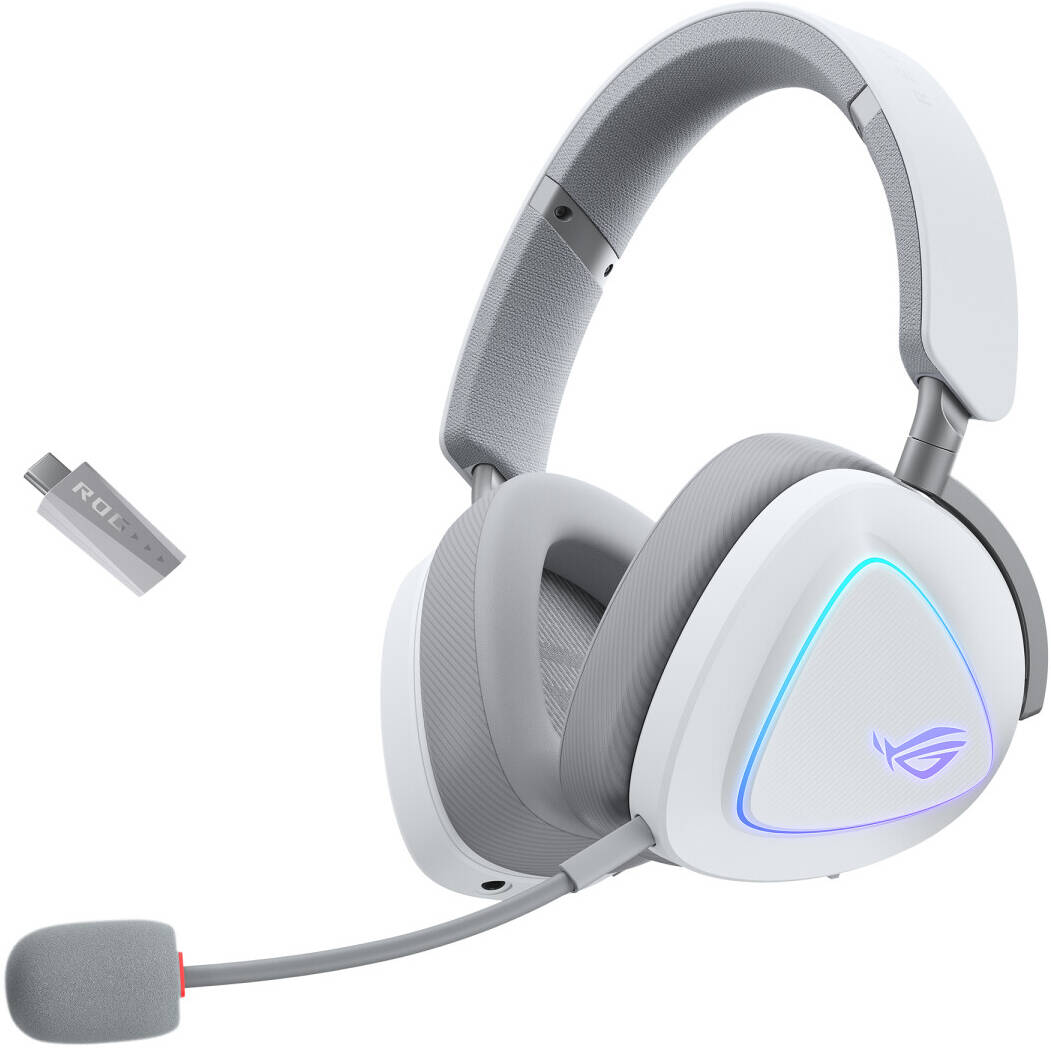 ASUS ROG Delta II Tri-Mode Wireless 318g 50mm Titanium Gaming Headset - White