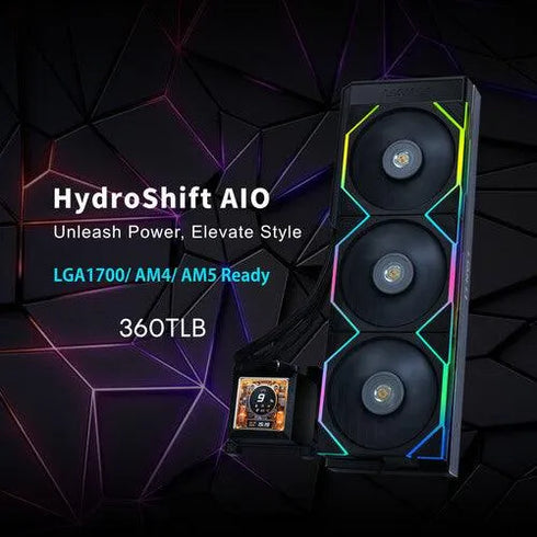Lian Li HydroShift 360TL LCD 360mm ARGB AIO Liquid CPU Cooler Black - Anigma