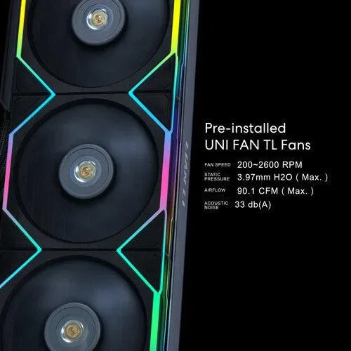Lian Li HydroShift 360TL LCD 360mm ARGB AIO Liquid CPU Cooler Black - Anigma
