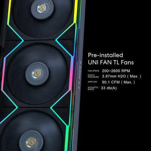 Lian Li HydroShift 360TL LCD 360mm ARGB AIO Liquid CPU Cooler Black - Anigma