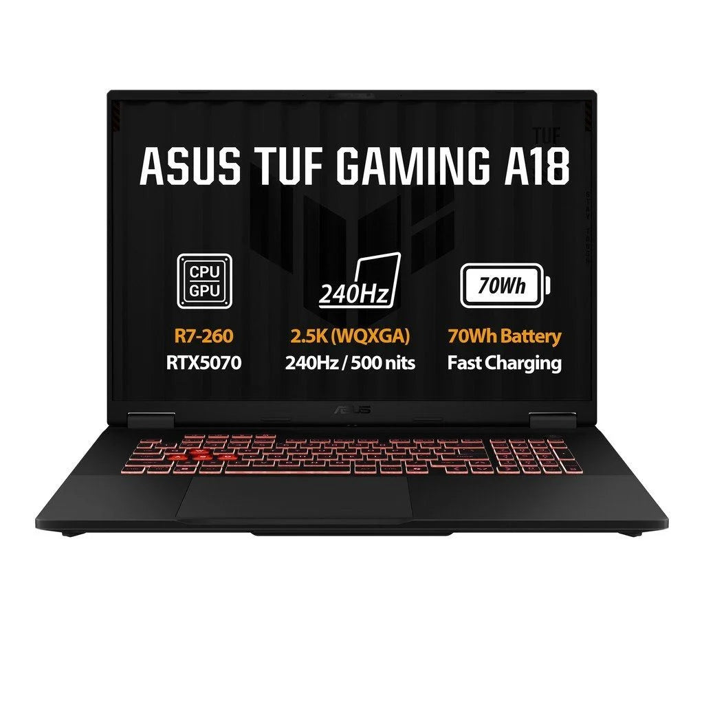 ASUS TUF Gaming A18 FA808UP Laptop | AMD Ryzen 7 260 | RTX 5070 8GB | 16GB DDR5 | 512GB SSD | 18" 2.5K 240Hz | Win 11 | Gray