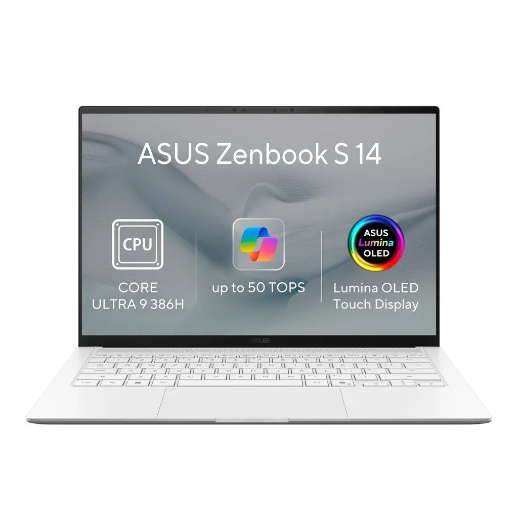 ASUS Zenbook S 14 OLED UX5406AA Laptop | Intel Core Ultra 9 386H | 32GB | 1TB SSD | 14" 3K OLED Touch 120Hz | Win 11 Pro | Scandinavian White