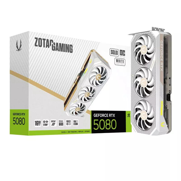 ZOTAC Gaming GeForce RTX 5080 SOLID OC 16GB GDDR7 White Edition Graphics Card