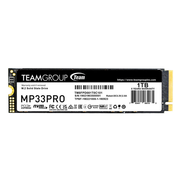 Teamgroup MP33 PRO 1TB M.2 NVMe PCIe 3.0 SSD (Up to 3400MB/s Read)
