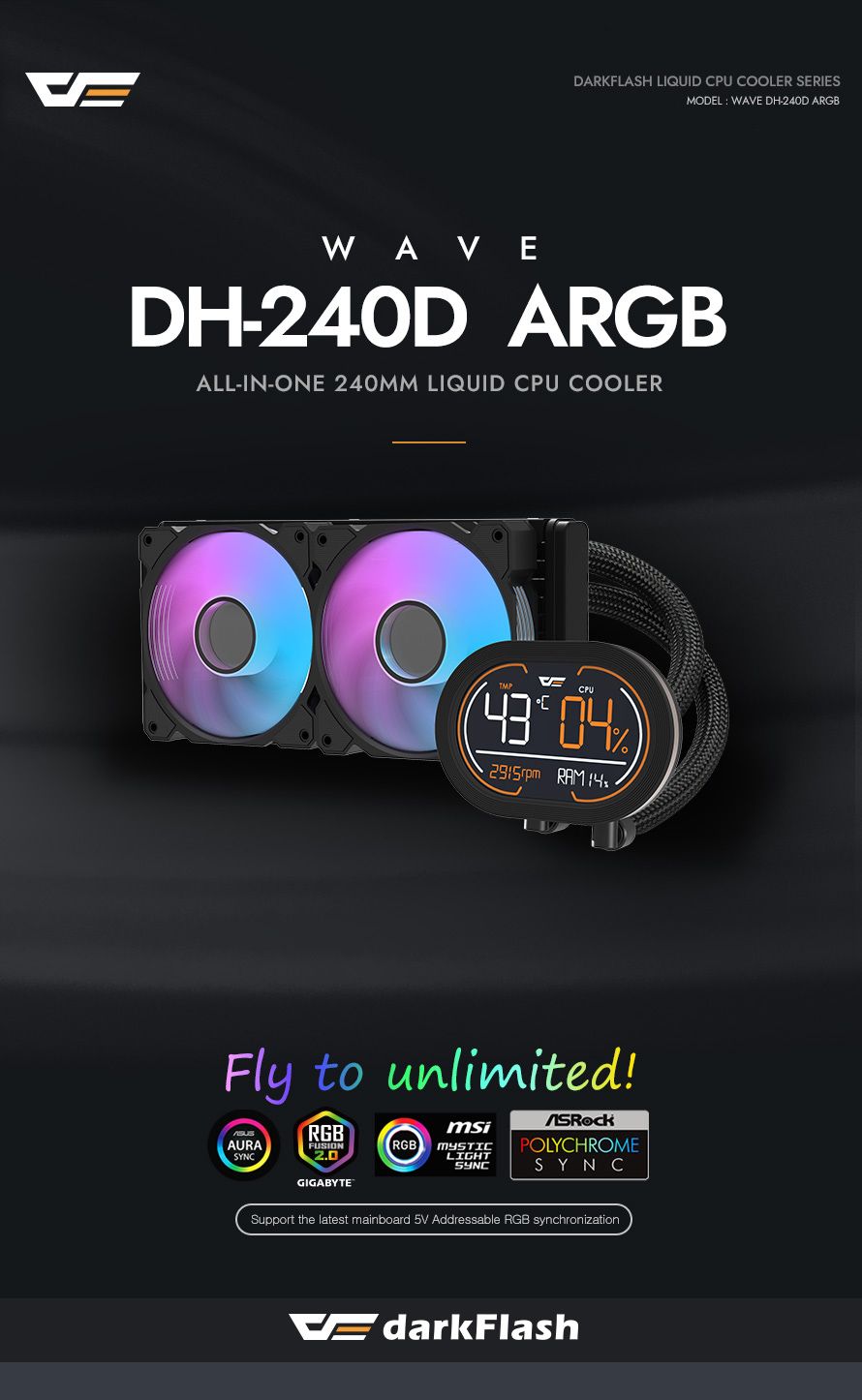 darkFlash DH240D 240mm Liquid CPU Cooler