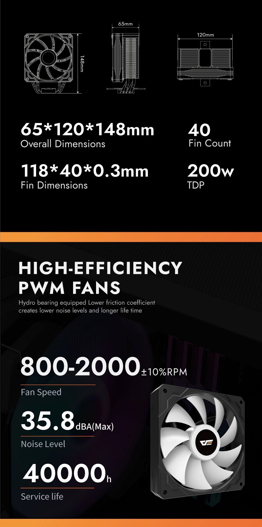 darkFlash M400 Digital Display Tower CPU Cooler