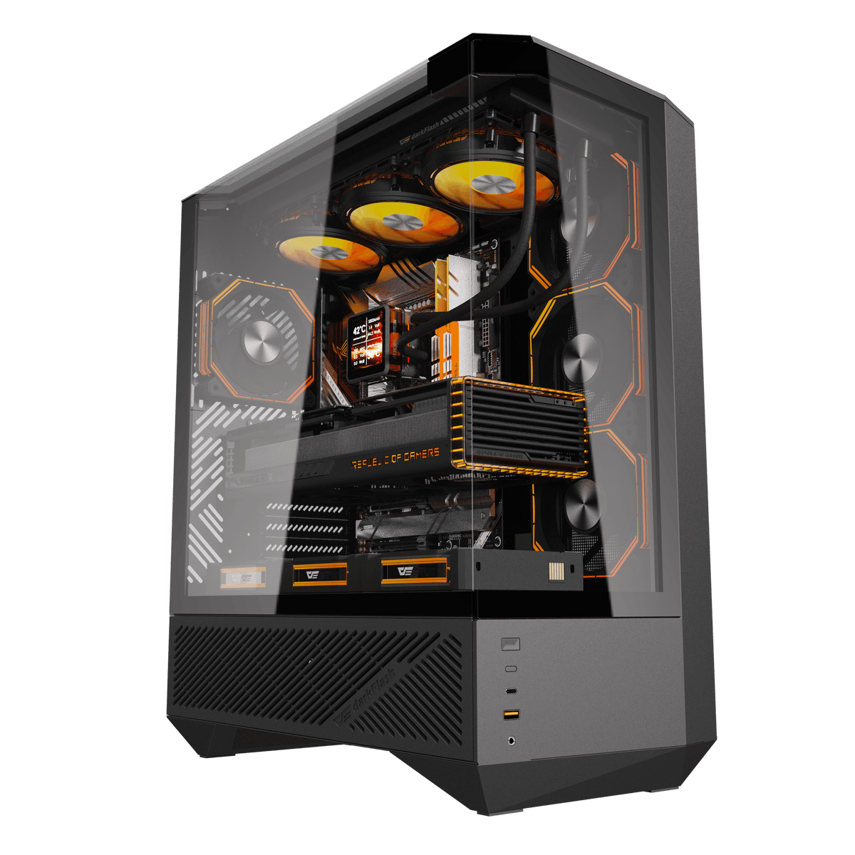 darkFlash DY460 ATX PC Case - Front View