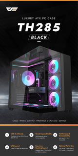 darkFlash TH285 ATX PC Case - Black Front