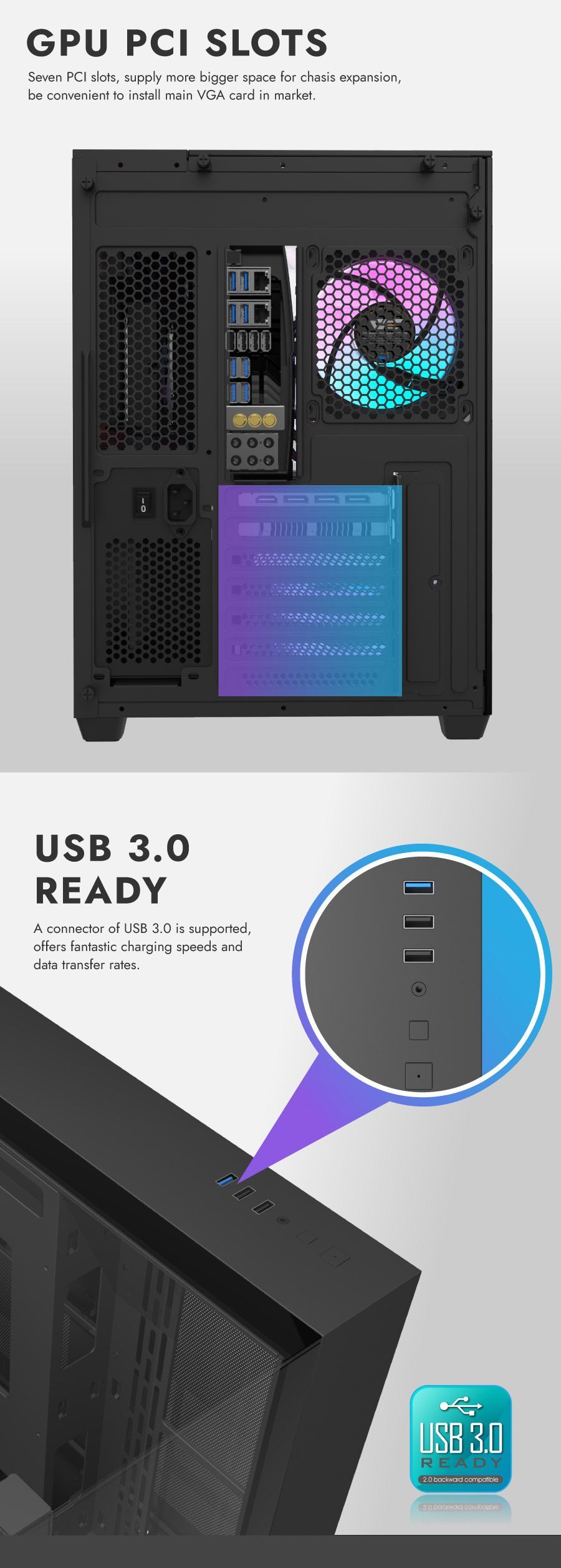 darkFlash TH285 ATX PC Case - Interior
