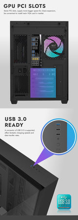 darkFlash TH285 ATX PC Case - Interior