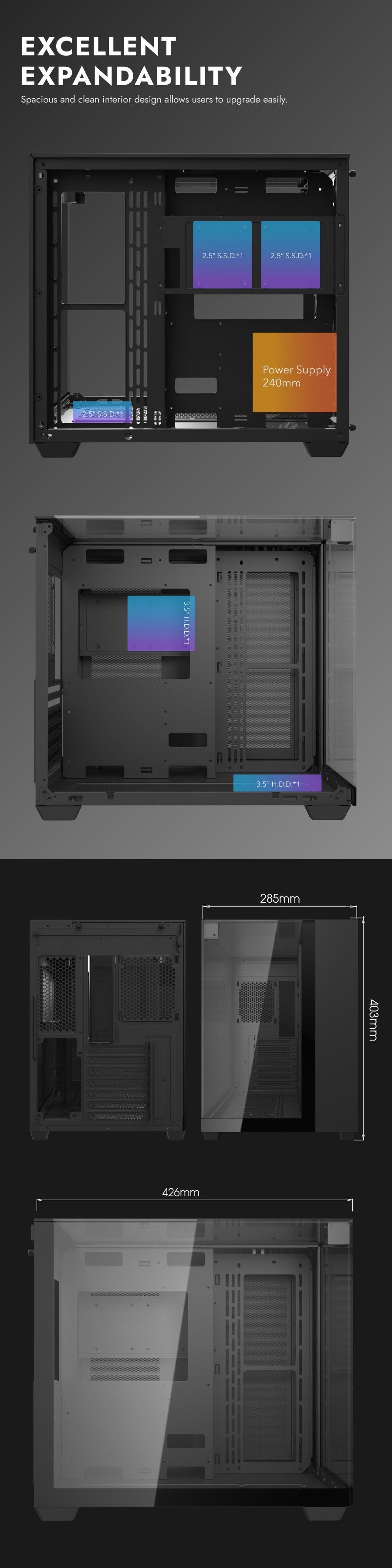darkFlash TH285 ATX PC Case - Rear