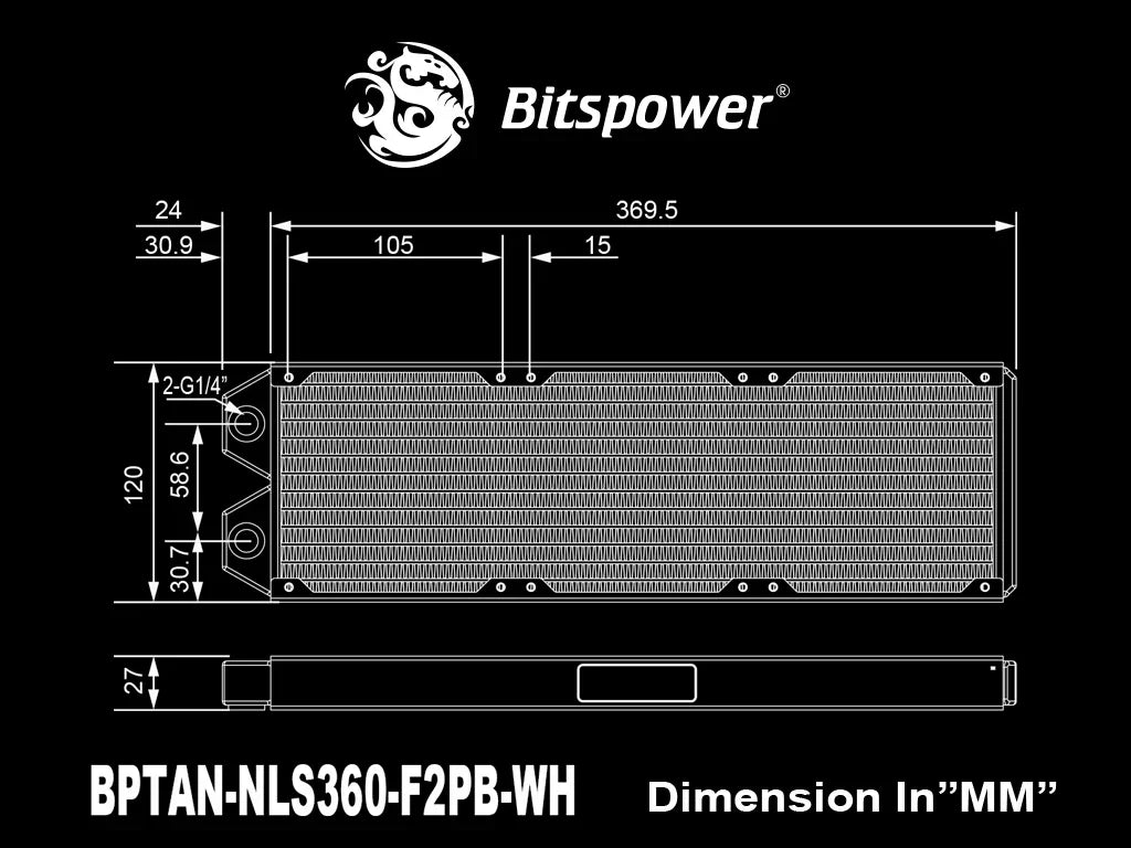 Bitspower Tarasque II 360S Radiator (White) - Anigma