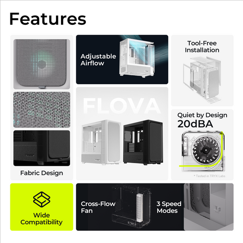 TRYX Flova F50 Mid-Tower ATX Case White - angle view