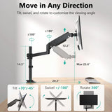 WALI Single Monitor Arm 13-32 Inch, Single Monitor Mount, Vesa Desk Mount up to 19.8lbs Gas Spring Arm with Clamp, VESA 75x75mm or 100x100mm Compatibility(GSDM001), Black