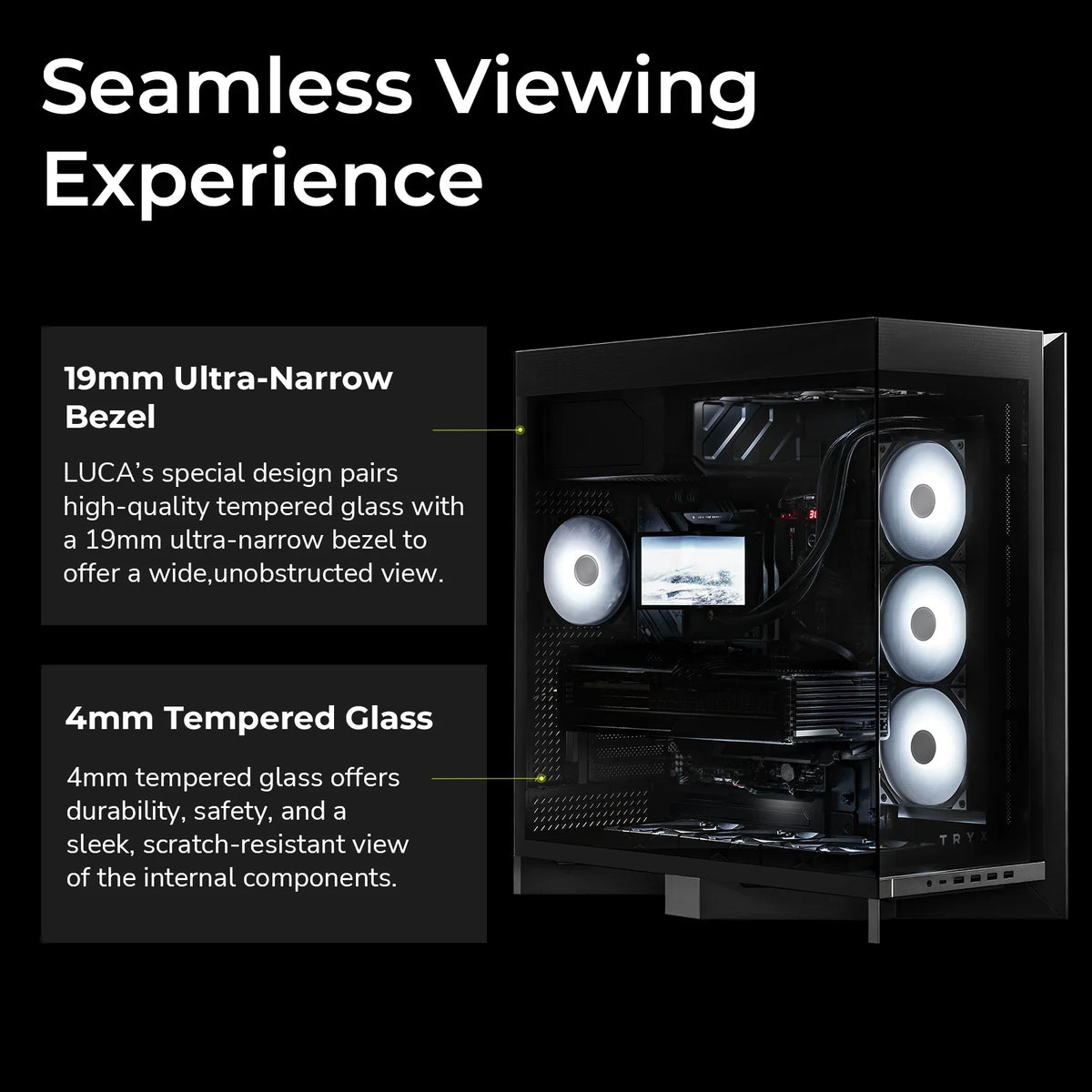 TRYX Luca L70 ATX Case Black - angle view