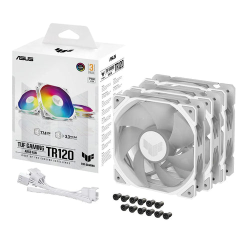 ASUS TUF Gaming TR120 ARGB Standard Blade White (1 Pack) (3 Fans In Total) - Anigma