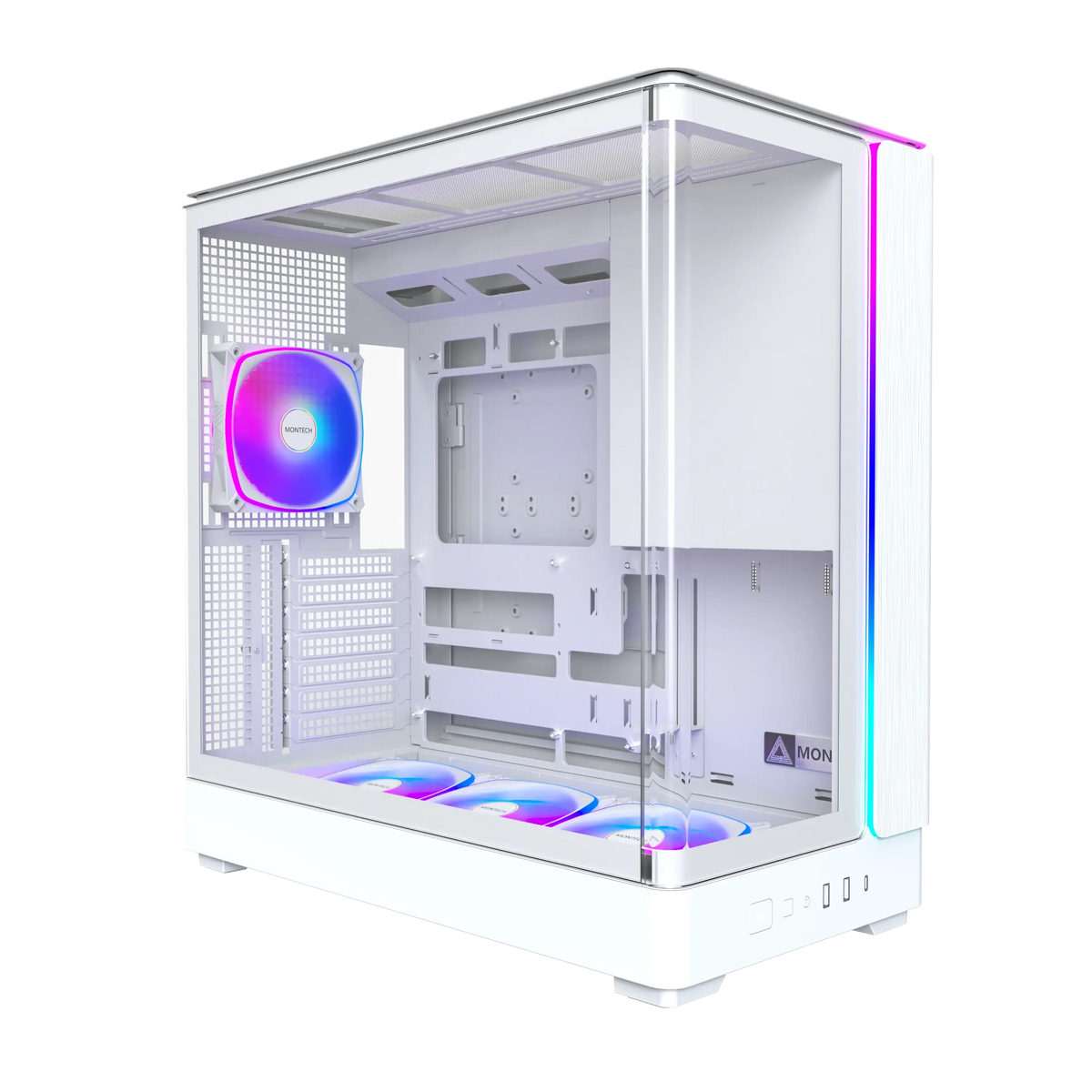 Montech KING 45 PRO ATX Mid-Tower Case – Curved Panoramic Glass & Chimney Airflow, White