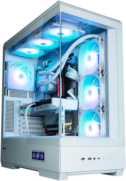 Zalman P50 DS ATX Case Tempered Glass Panoramic View - White