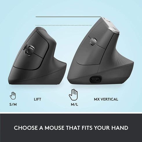 Logitech Lift Vertical Ergonomic Mouse Graphite