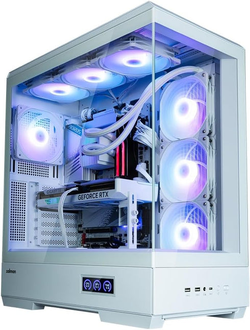 Zalman P50 DS ATX Case Tempered Glass Panoramic View - White