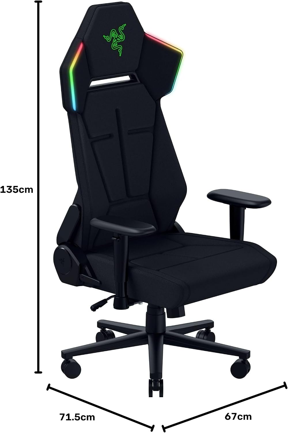 Razer Soma Chroma Wireless RGB Gaming Chair 2D Armrest 155° Recline HyperSpeed - Black