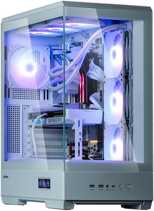 Zalman P50 DS ATX Case Tempered Glass Panoramic View - White