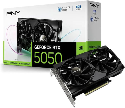 PNY NVIDIA GeForce RTX™ 5050 Dual Fan, Graphics Card (8GB GDDR6, 128-bit, SFF-Ready, PCIe® 5.0)