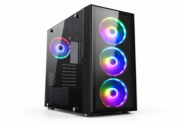 DESKOOZE Gaming Case Carnivore with 4 RGB Fans - Black