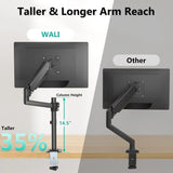 WALI Single Monitor Arm 13-32 Inch, Single Monitor Mount, Vesa Desk Mount up to 19.8lbs Gas Spring Arm with Clamp, VESA 75x75mm or 100x100mm Compatibility(GSDM001), Black