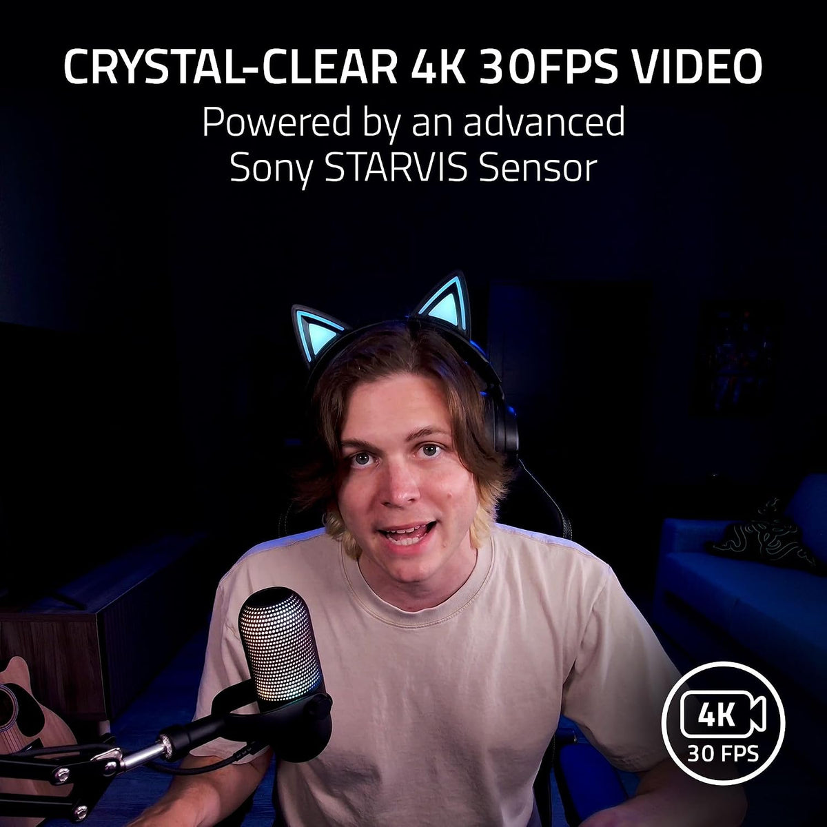 Razer Kiyo V2 4K 30FPS AI Auto-Framing HDR Streaming Webcam - Black