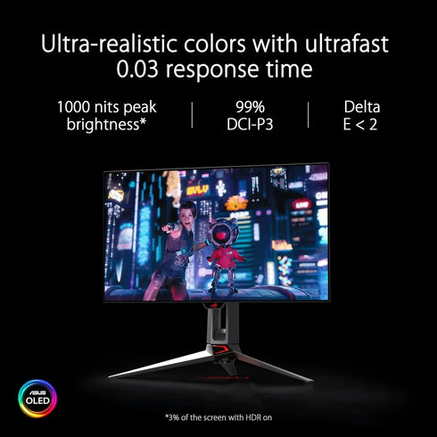 Asus ROG Swift 27 Inch PG27AQDM (2560 x 1440) OLED Flat 240Hz 0.03MS Gaming Monitor - Anigma