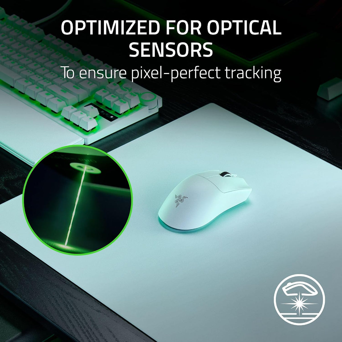 Razer Atlas Pro 1.9mm Tempered Glass Gaming Mouse Pad 500x400mm | Optical Sensor Optimized | 9H - White