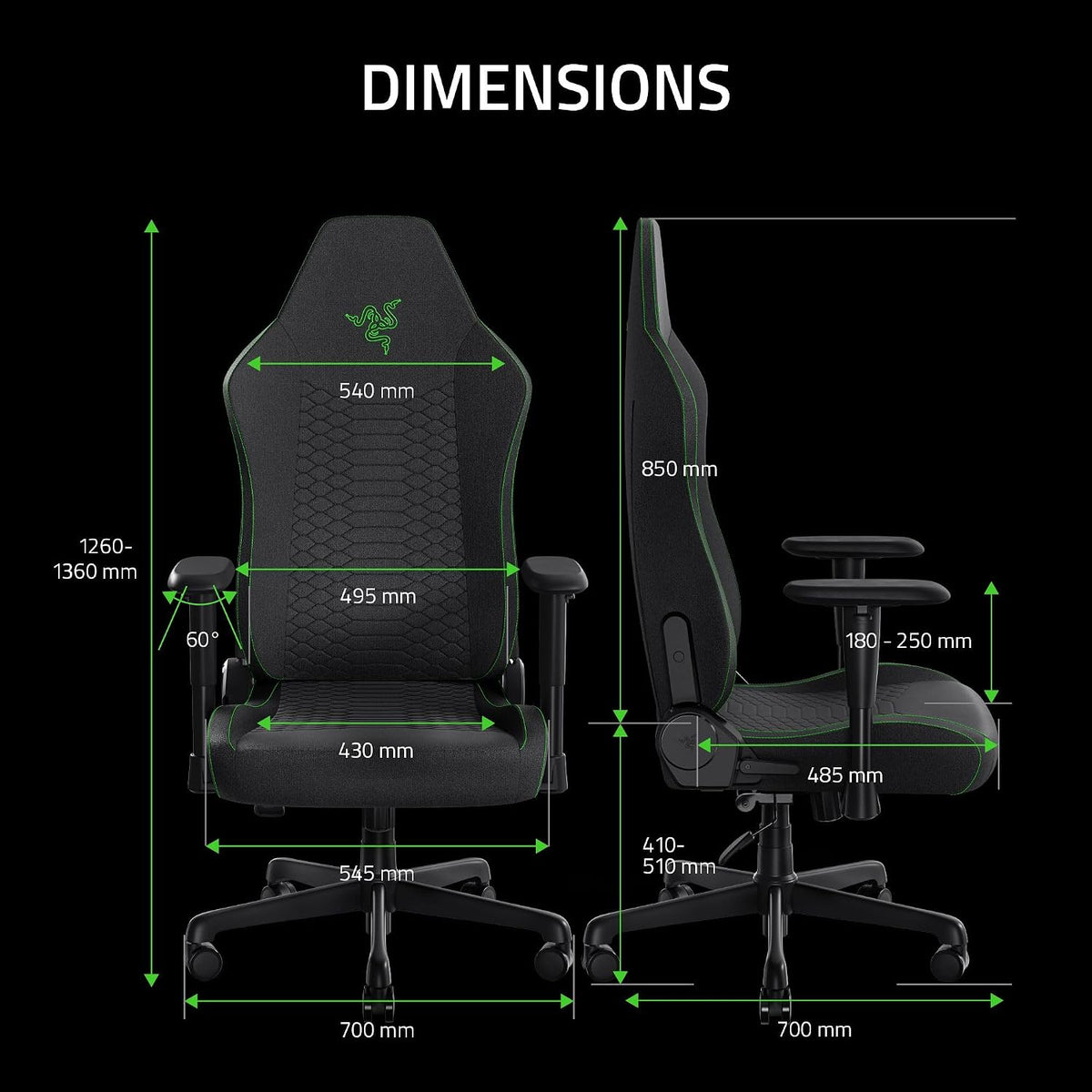 Razer Iskur V2 X Gaming Chair 2D Armrest 152° Recline Integrated Lumbar - Black