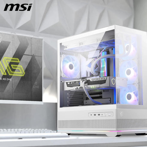 MSI MAG PANO 110R PZ WHITE - Mid Tower Case, ARGB-Fan Control, 270-Degree Display