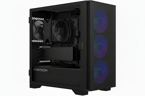 Montech Air 100 ARGB Case Black (4x 120mm ARGB Fans Included) - Anigma