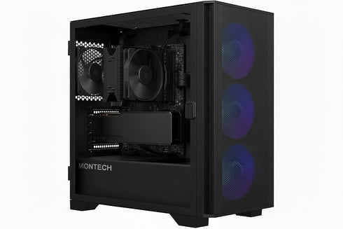 Montech Air 100 ARGB Case Black (4x 120mm ARGB Fans Included) - Anigma