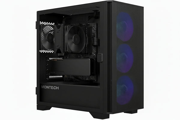 Montech Air 100 ARGB Case Black (4x 120mm ARGB Fans Included) - Anigma