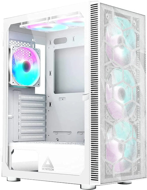 Montech X3 Mesh Mid Tower Case White (3x 140mm RGB Fans Included) - Anigma