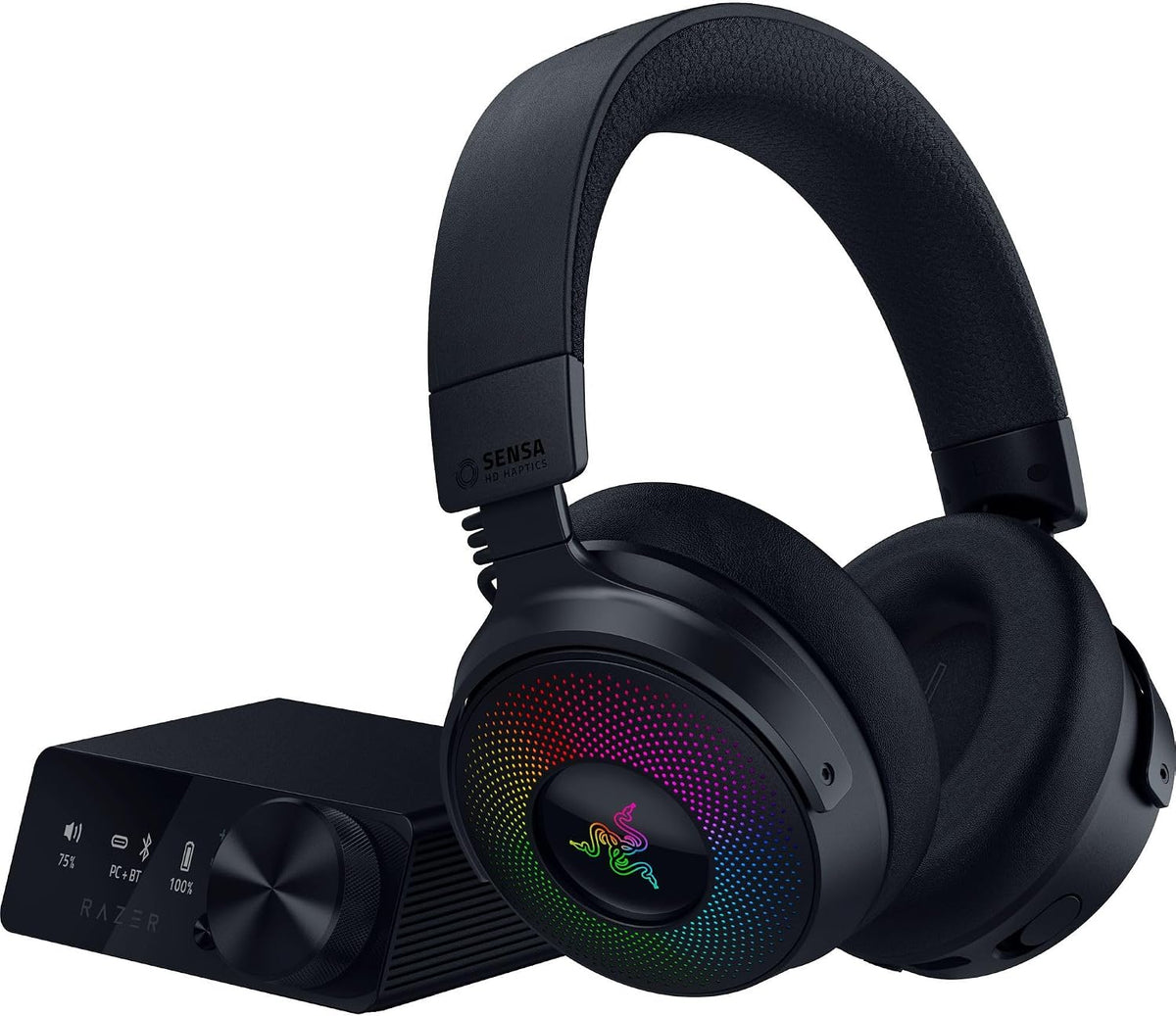 Razer Kraken V4 Pro HyperSpeed Wireless Sensa HD Haptics 397g TriForce Bio-Cellulose 40mm Gaming Headset