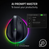 Razer Pro Click V2 Vertical Edition HyperSpeed Wireless 150g Focus Pro 30K Gaming Mouse - Black