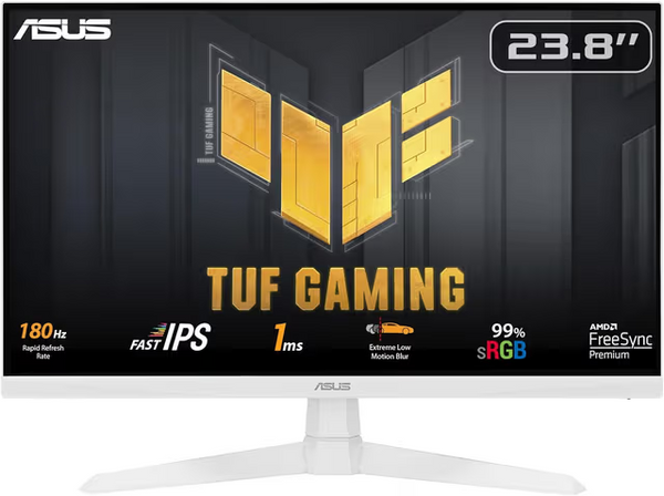 ASUS TUF Gaming VG249Q3A-W 24-inch Gaming Monitor, Full HD(1920x1080), 180Hz, Fast IPS, ELMB, 1ms (GTG), FreeSync Premium, Variable Overdrive, 99% sRGB