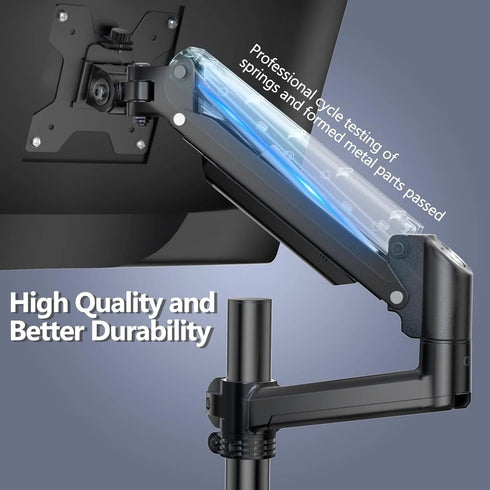 WALI Single Monitor Arm 13-32 Inch, Single Monitor Mount, Vesa Desk Mount up to 19.8lbs Gas Spring Arm with Clamp, VESA 75x75mm or 100x100mm Compatibility(GSDM001), Black
