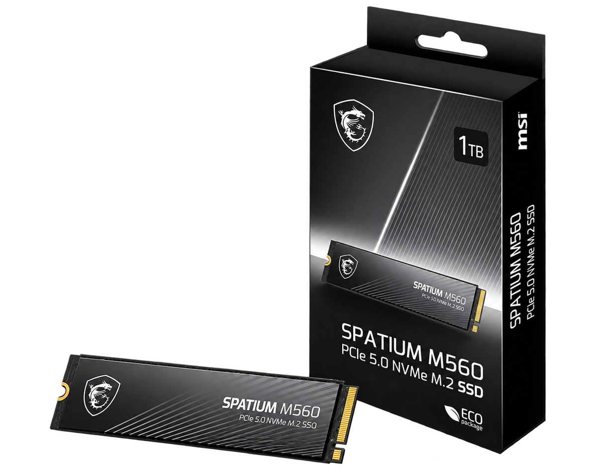 MSI SPATIUM M560 1TB PCIe Gen5 x4 NVMe 2.0 M.2 2280 SSD | 10200 MB/s | 1.3M IOPS | 600 TBW