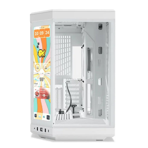 HYTE Y70 Touch Infinite Dual Chamber Mid-Tower Gaming Case Snow White (No Fans Included) - Anigma