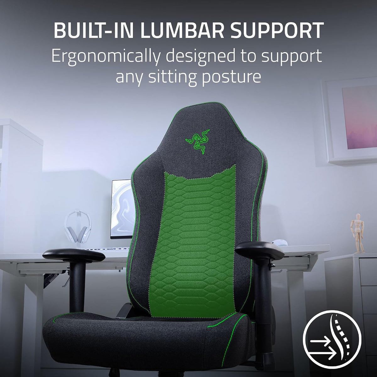 Razer Iskur V2 X Gaming Chair 2D Armrest 152° Recline Integrated Lumbar - Black